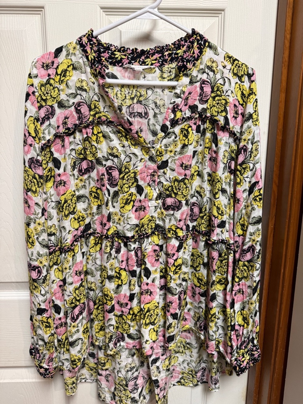 Jane and Delancey Floral Tunic Top in Pink, Yellow & Black